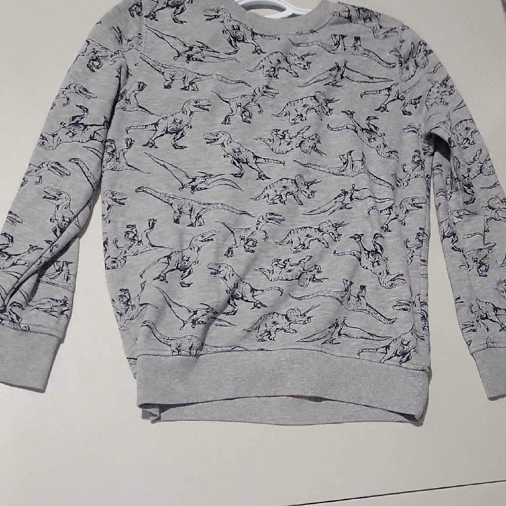 Joe Fresh Gray Dinosaur Pattern Crewneck Sweater